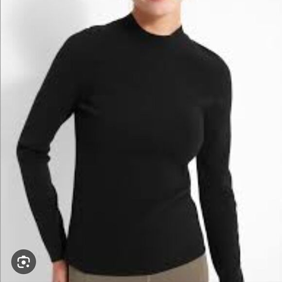 Banana Republic Ribbed Black Mock Neck Sweater - Picture 1 of 10